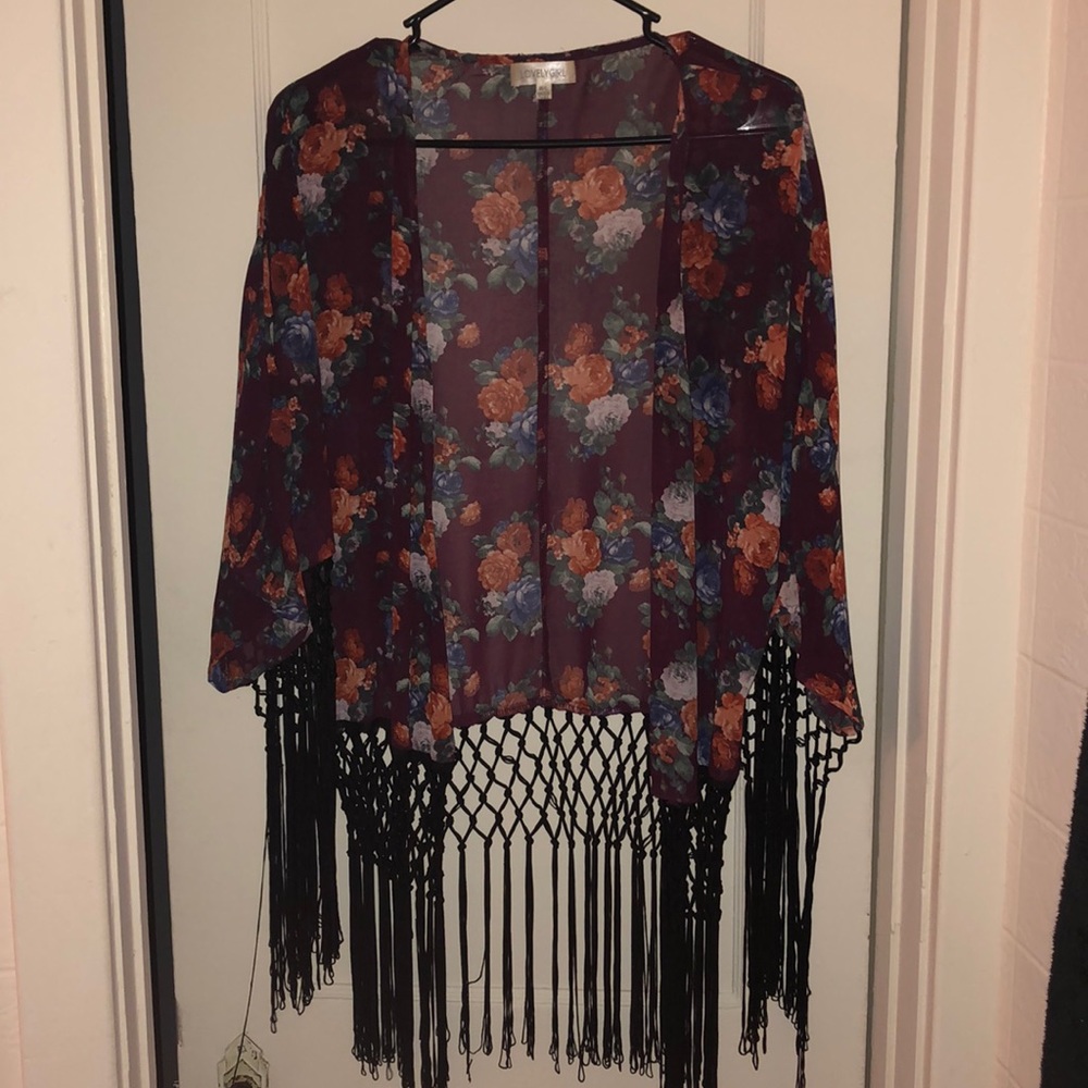 Maroon flower printed shawl